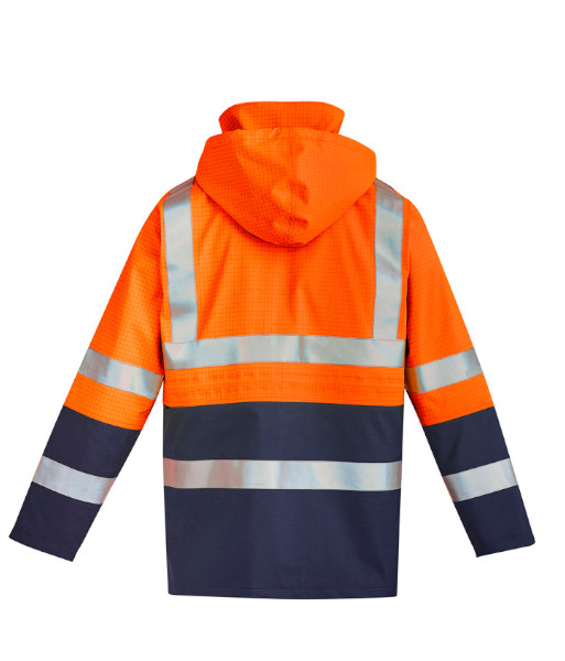ZJ900 Syzmik Mens Hi Vis Day/Night Orange Flame Arc Rated Antistatic Waterproof Jacket, Orange/Navy, Sizes 2XS to 7XL