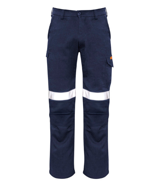 ZP521 Syzmik Mens Orange Flame Taped Cargo Pant (Regular), Navy, Sizes 72 to 132