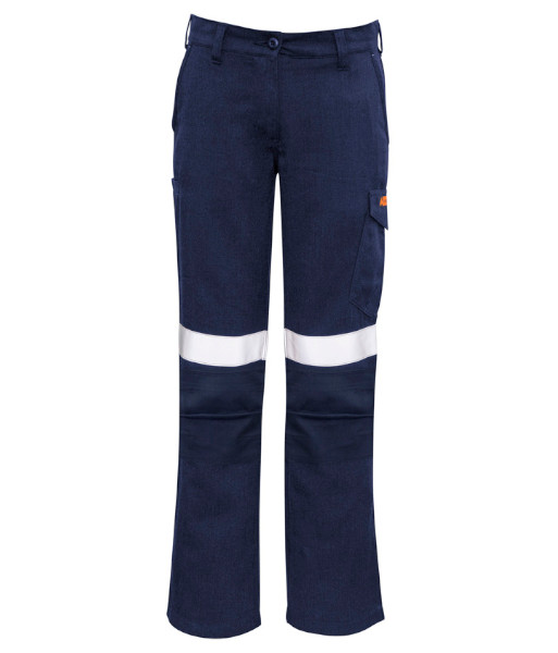 ZP522 Syzmik Womens Orange Flame Taped Cargo Pant, Navy, Sizes 8 to 24