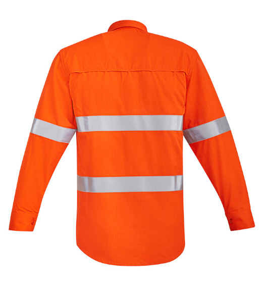 ZW145 Syzmik Mens Hi Vis Day/Night Long Sleeve Orange Flame Open Front Shirt – Hoop Taped, Orange, Sizes 2XS to 7XL