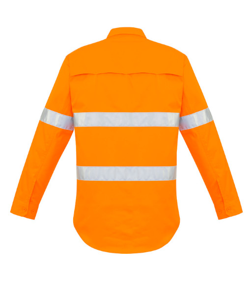 ZW640 Syzmik Mens Hi Vis Day/Night Long Sleeve Hoop Taped Shirt, Orange, Sizes 2XS to 7XL