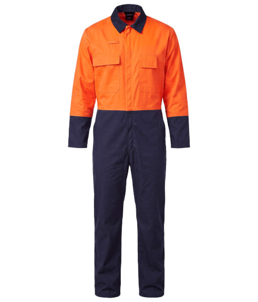 AOVER240 Esko Hi Vis Day Only 240gsm Polycotton Stretch Overalls, Orange/Navy, Sizes 4 to 24