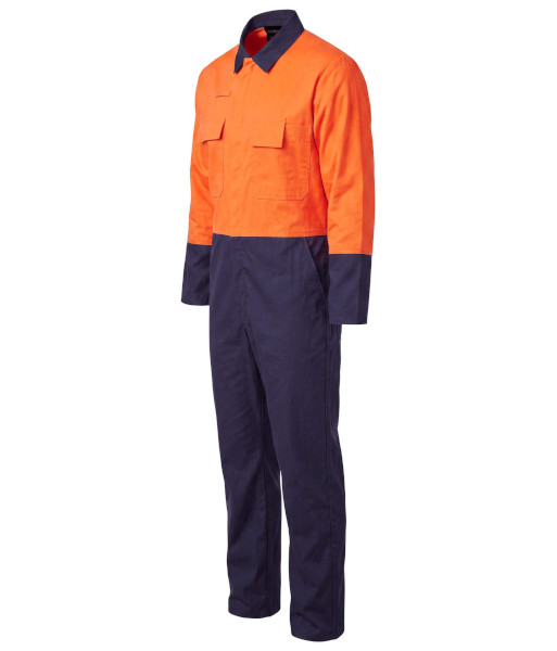 AOVER240 Esko Hi Vis Day Only 240gsm Polycotton Stretch Overalls, Orange/Navy, Sizes 4 to 24