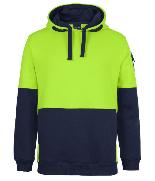 6CHVH JB’s Hi Vis Day Only Pull Over Trade Hoodie, Lime/Navy, Sizes 2XS to 5XL