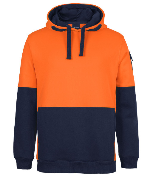 6CHVH JB’s Hi Vis Day Only Pull Over Trade Hoodie, Orange/Navy, Sizes 2XS to 5XL