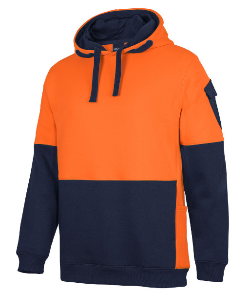6CHVH JB’s Hi Vis Day Only Pull Over Trade Hoodie, Orange/Navy, Sizes 2XS to 5XL