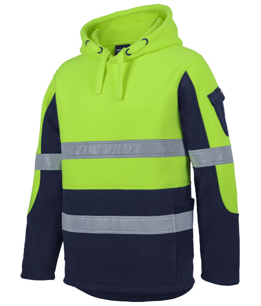 6DLP JB’s Hi Vis Day/Night 450g Pull Over Shepherd Hoodie, Lime/Navy, Sizes 2XS to 5XL