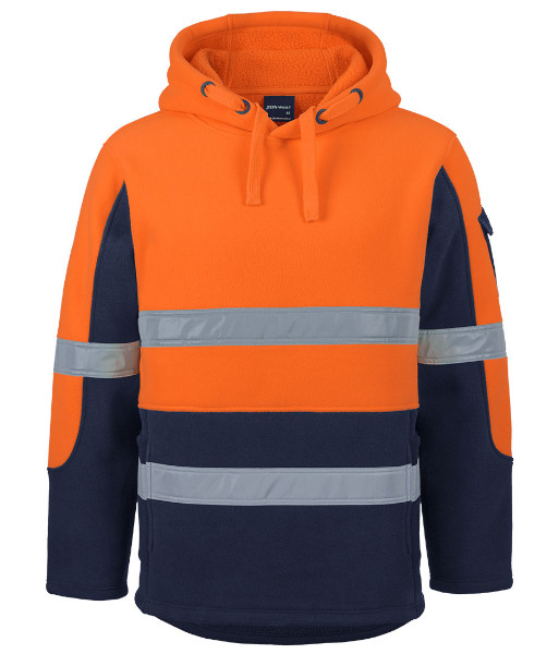 6DLP JB’s Hi Vis Day/Night 450g Pull Over Shepherd Hoodie, Orange/Navy, Sizes 2XS to 5XL