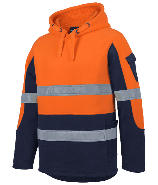 6DLP JB’s Hi Vis Day/Night 450g Pull Over Shepherd Hoodie, Orange/Navy, Sizes 2XS to 5XL