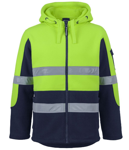 6DLZ JB’s Hi Vis Day/Night 450g Full Zip Shepherd Hoodie, Lime/Navy, Sizes 2XS to 5XL