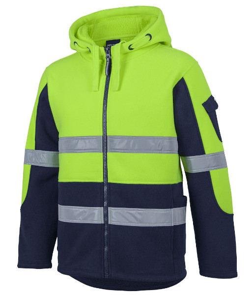 6DLZ JB’s Hi Vis Day/Night 450g Full Zip Shepherd Hoodie, Lime/Navy, Sizes 2XS to 5XL