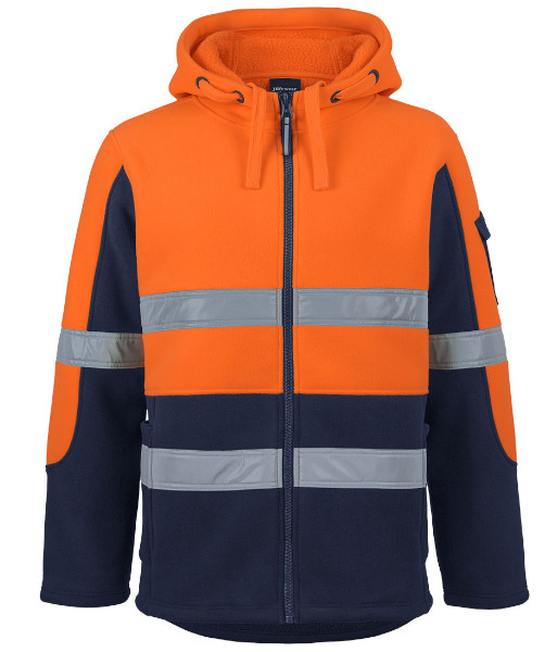 6DLZ JB’s Hi Vis Day/Night 450g Full Zip Shepherd Hoodie, Orange/Navy, Sizes 2XS to 5XL