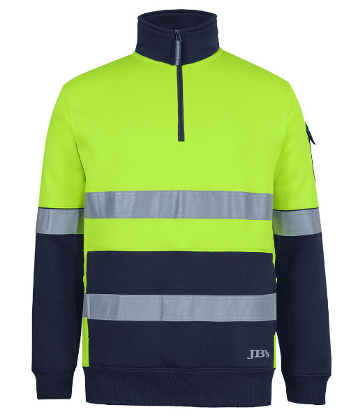 6DNVF JB’s Hi Vis Day/Night Half Zip Trade Hoodie, Lime/Navy, Sizes 2XS to 5XL