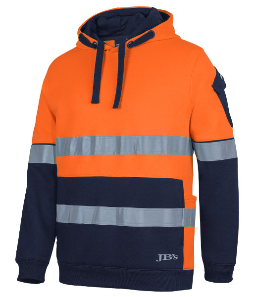 6DNVH JB’s Hi Vis Day/Night Trade Hoodie, Orange/Navy, Sizes 2XS to 5XL