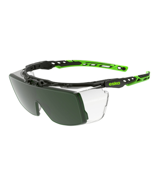 E3100-S5FLIP Esko Vispec2 Premium Overspec with Flip Lens, Clear/Shade 5, 12 Pack